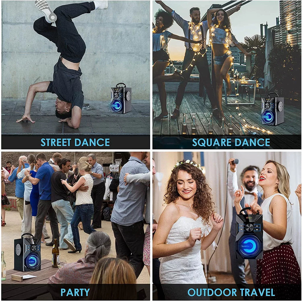 25W(35W Peak) Portable Bluetooth Speaker, Loud Party Wireless Speaker with 10W Subwoofer 6000mah Libattery LCD Display Light Mic AUX Remote Control U Disk TF Card, for Home Outdoor Pool Beach Camping