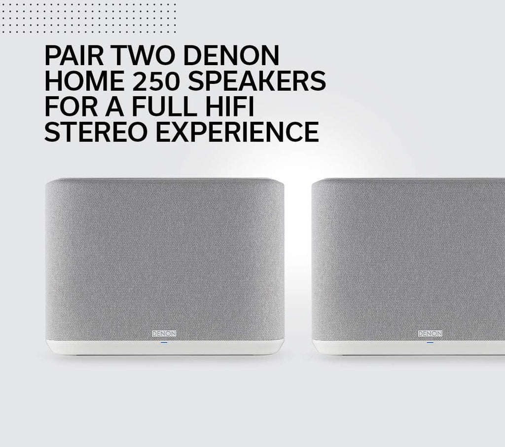Denon Home 250 White Built in Heos Wireless Bluetooth Speaker with an Additional 1 Year Coverage by Epic Protect (2020)