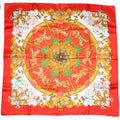 Pre-Owned Hermes HERMES Carre 90 Silk Scarf Amusement Park LUNA PARK Red White (Good)