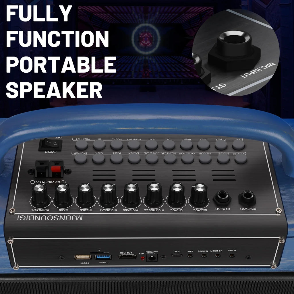 Portable Karaoke Machine Systems Wireless BT Streaming Loudspeaker for Adults&Kid,14”HD Touch Monitor 12/4+64G,Support Microphone/WiFi/USB/SD/PC/TV/Phones/HDMI