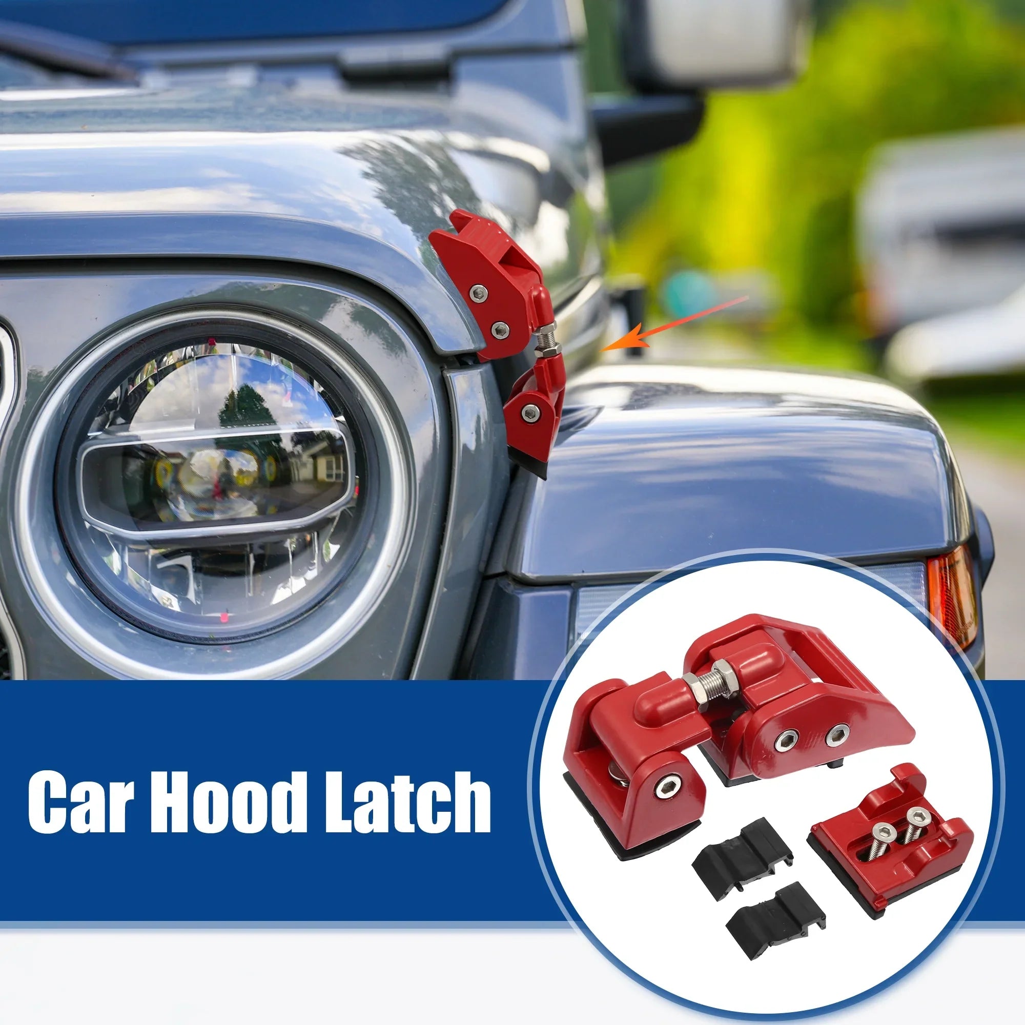 Unique Bargains 1 Pair Front Hood Latches Hood Catch Locking Fit for Jeep Wrangler JK 2 Door & Unlimited 4 Door Red