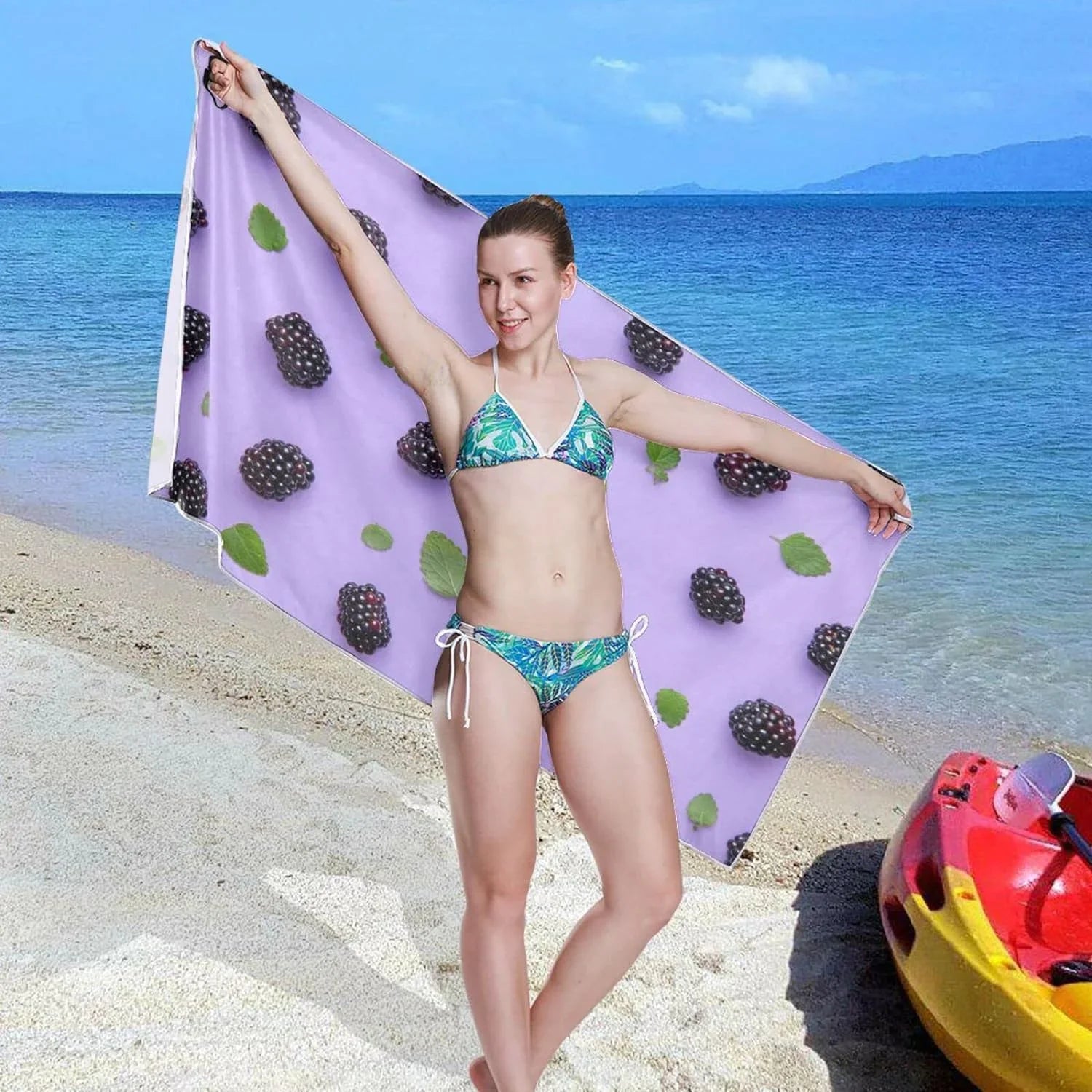 Bestwell BlackBerry Beach Towel - Lightweight Compact Oversized Travel Towels - Super Absorbent Quick Dry Towel for Swimming Camping Holiday（416）