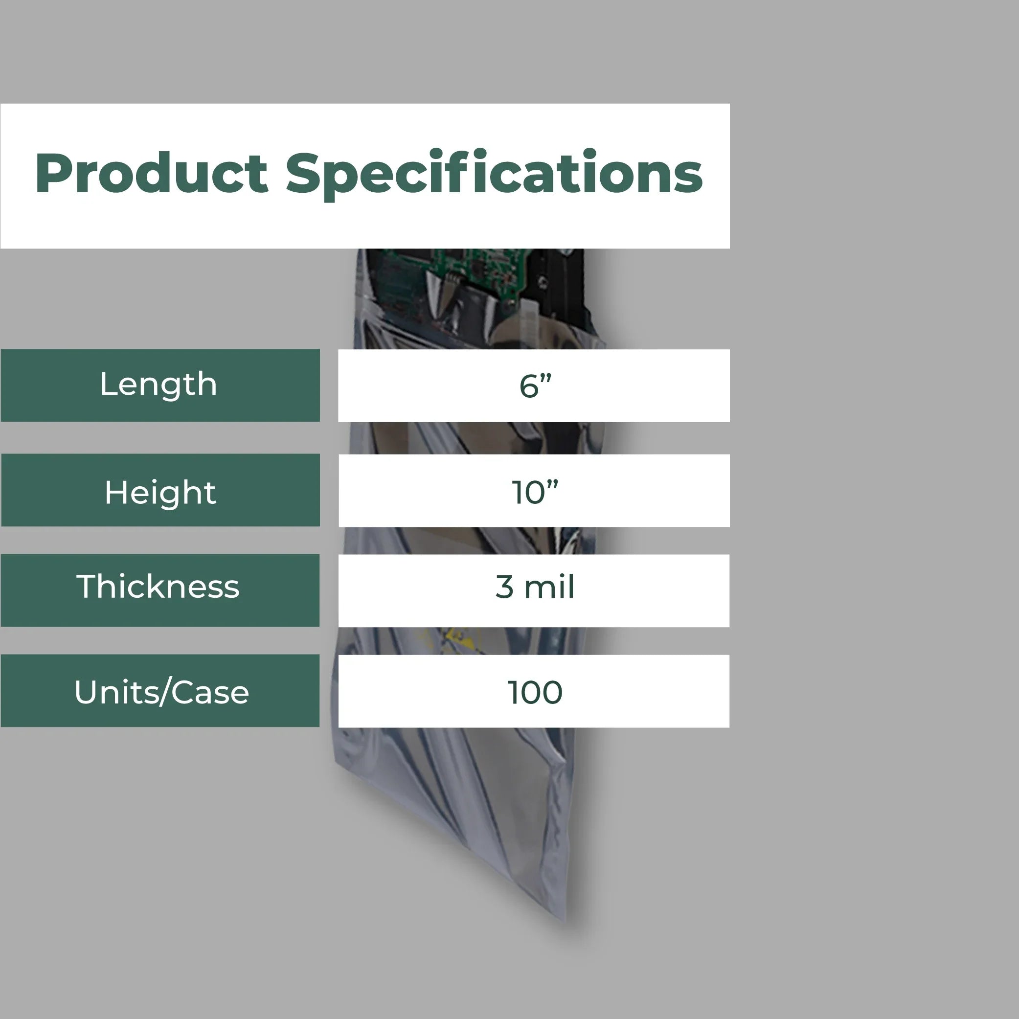 3 Mil Metallic Conductive Transparent Bags 6" x 10" High-Quality 100/CS Dependable ESD Protection