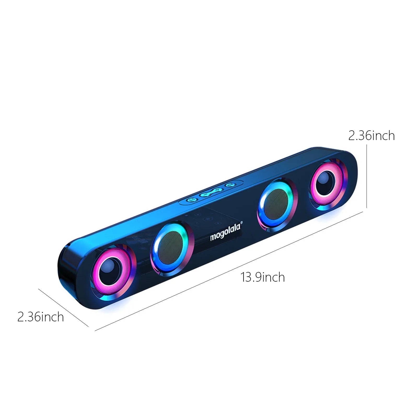 Ersazi Bluetooth Adapter Colorful Sound Subwoofer High Power Home Video Desktop Wireless Strip Long Dual Speaker Speaker Sound Bar Tv Karaoke Sound in Clearance Black