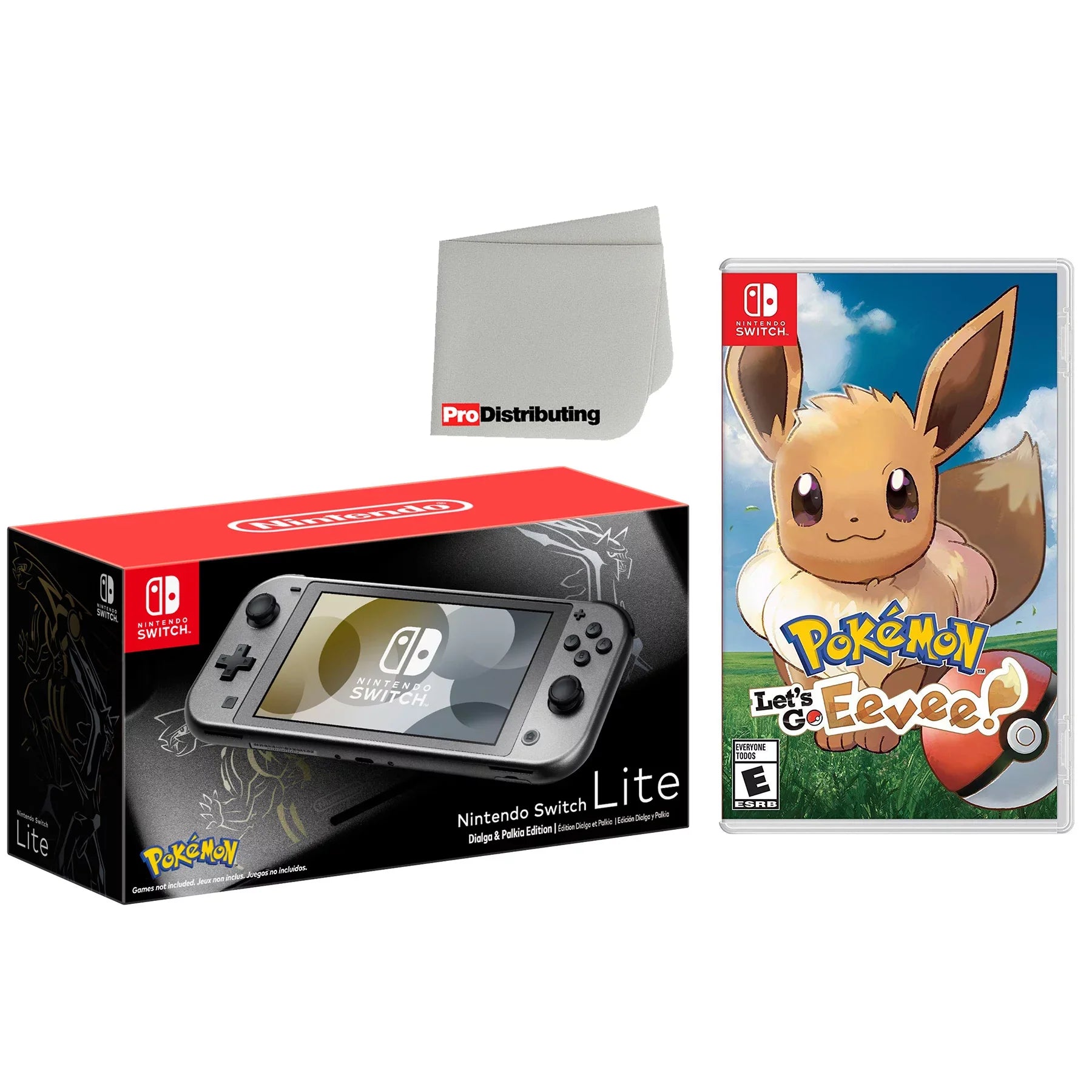 Nintendo Switch Lite Pokemon Dialga & Palkia Edition 32GB Handheld Video Game Console with Pokemon: Let's Go, Eevee! Game Bundle
