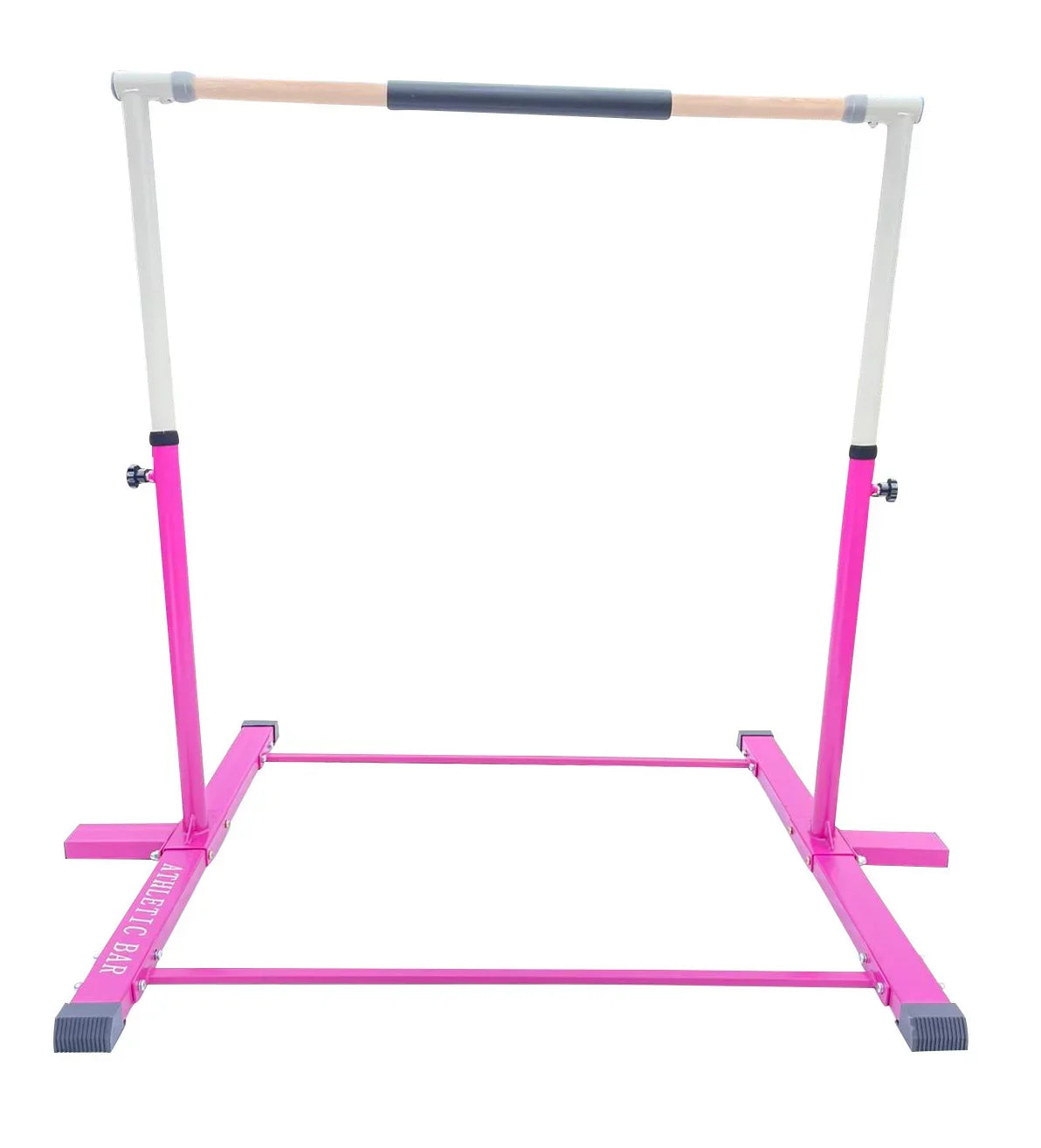 Iron Form Gymnastics Bar Horizontal Kip Bar for Gymnasts Junior Training Expandable Height, Heavy Duty Jungle Gym Exercise Bar for Children and Adults, Adjustable Height 3 to 5 FT Gymnastic Bar, PINK