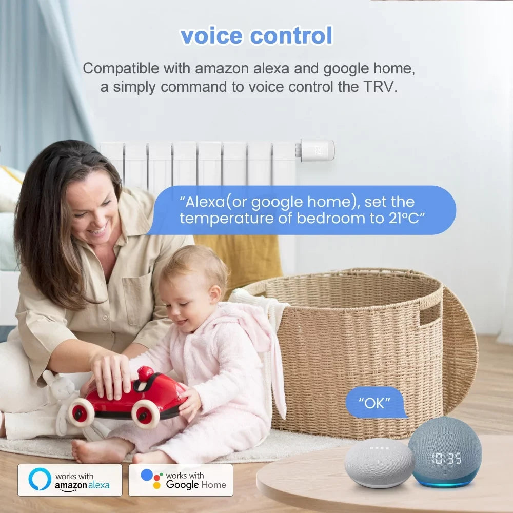 Tomshoo Thermostatic Radiator Valves Chipset Wireless Mobilephone App Control Home Heating Thermostat Temperature Controller Radiator Thermostat Compatible with Home