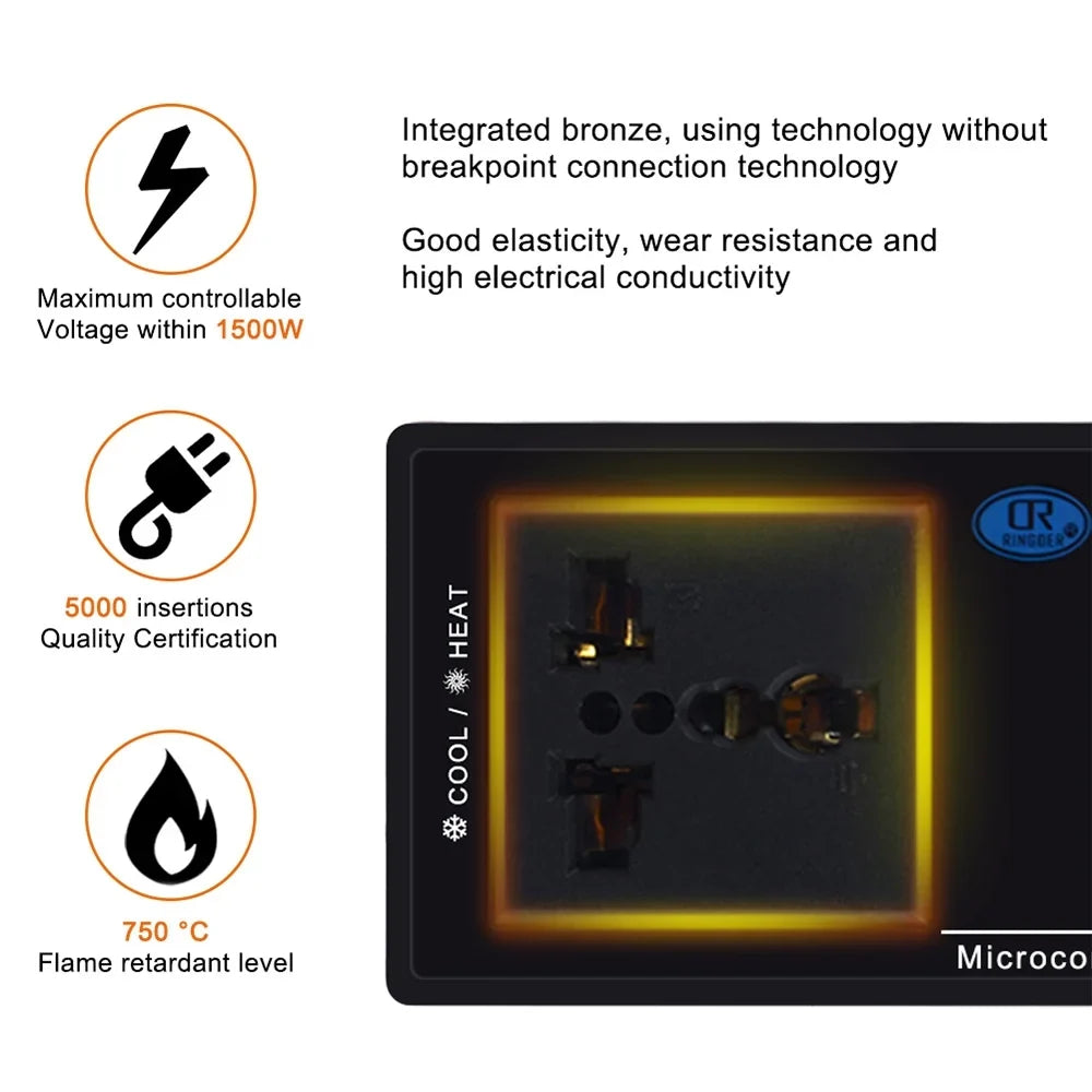 Carevas Digital Temperature Controller Thermostat Outlet Reptile Thermostat Controlled with Heating & Cooling Mode for Chest Freezer Home Brewing Green House Incubation Reptiles -40℃~110℃ Plug