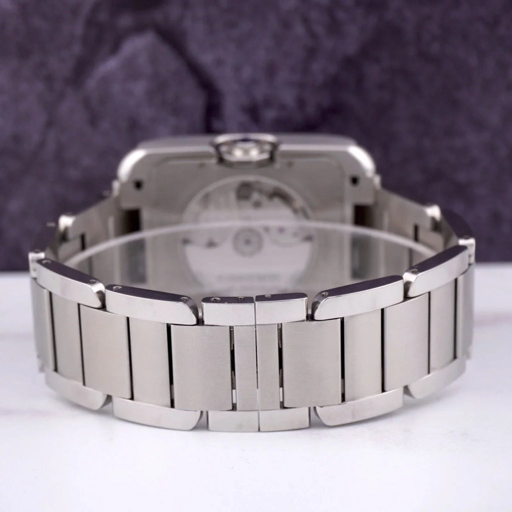 Cartier Tank Anglaise 37mm by 49mm Stainless Steel Mens Watch Silver Dial 3507