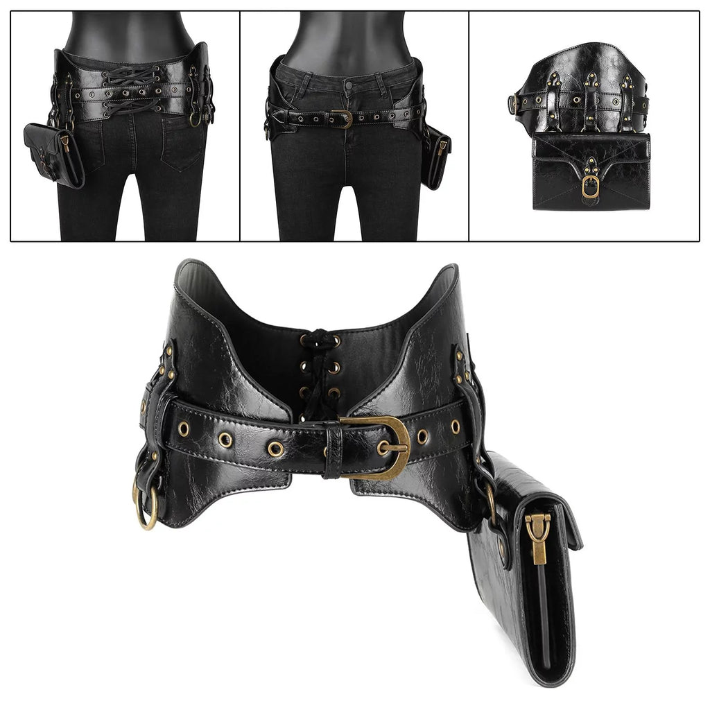 Gothic Waist Packs Fanny Pack Women Girls Handbag Portable Sturdy Punk Bag Steampunk Bag for Fishing Street Short Trips Dating Backpacking