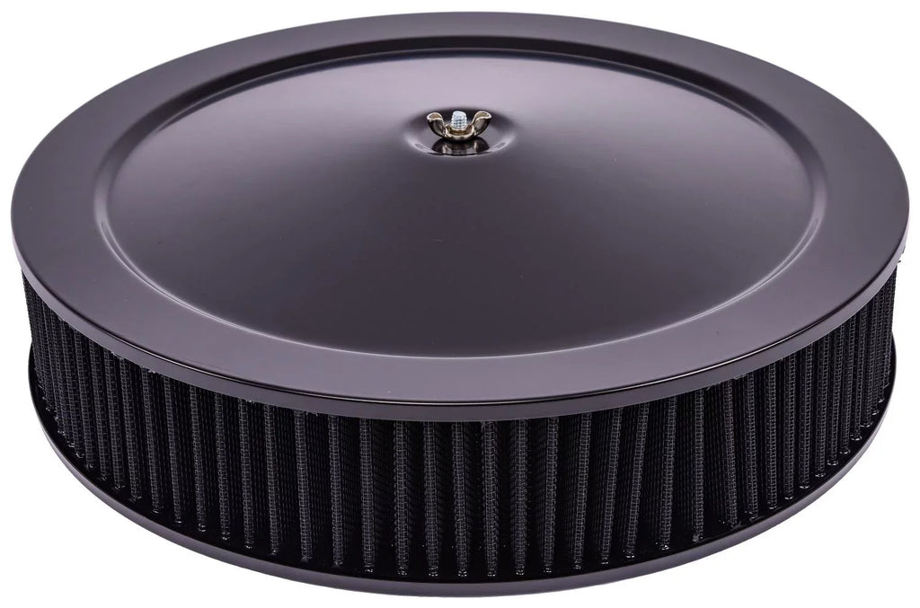 JEGS 500064 Air Cleaner Assembly 14 in. D x 3 in. H Filter Black Powder Coated F