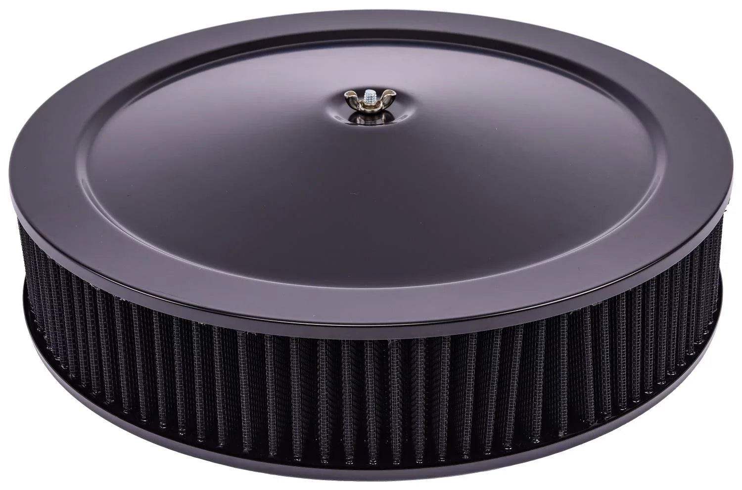 JEGS 500064 Air Cleaner Assembly 14 in. D x 3 in. H Filter Black Powder Coated F