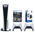 Playstation 5 Disc Version Console with Extra White Controller, Surge Dual Controller Charge Dock and Demon's Souls Bundle