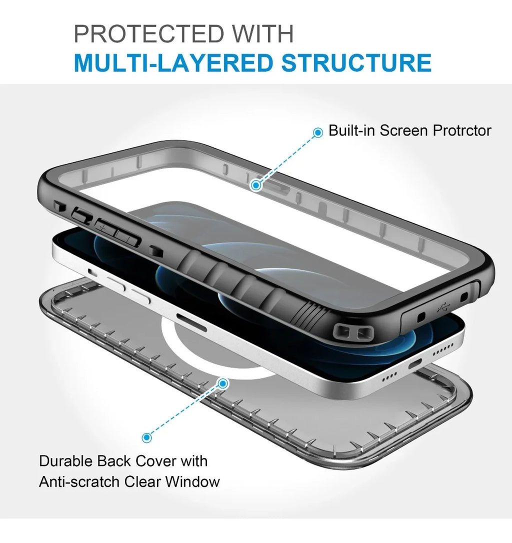 SPORTLINK Liquid Case for iPhone 12, 12 Pro with MagSafe Support Liquid Diving Swimming