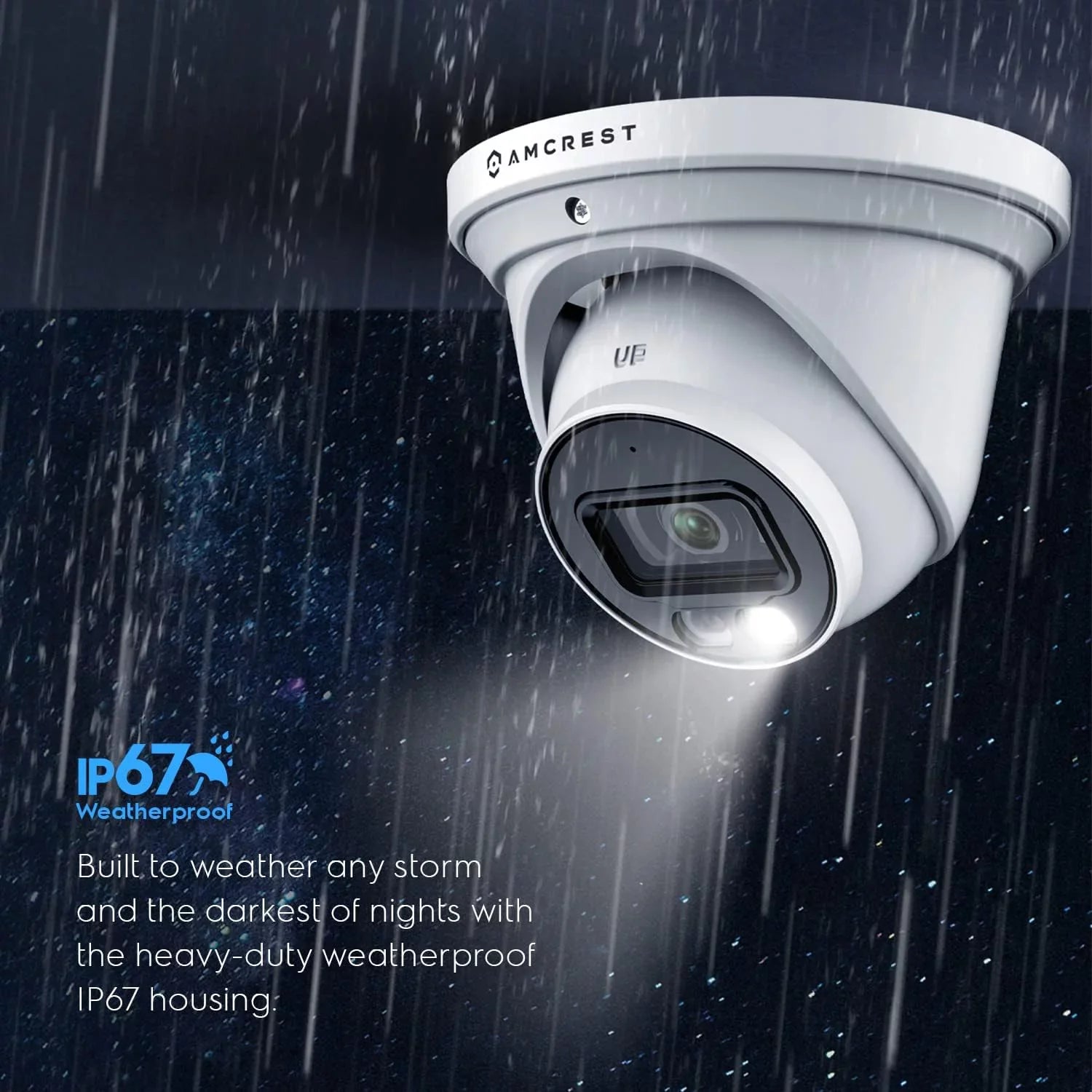 Amcrest AI Turret IP PoE Camera w/ 164ft Nightvision, Security IP Camera Outdoor, Built-in Microphone, Human & Vehicle Detection, 129° FOV, 5MP@20fps IP5M-T1277EW-AI