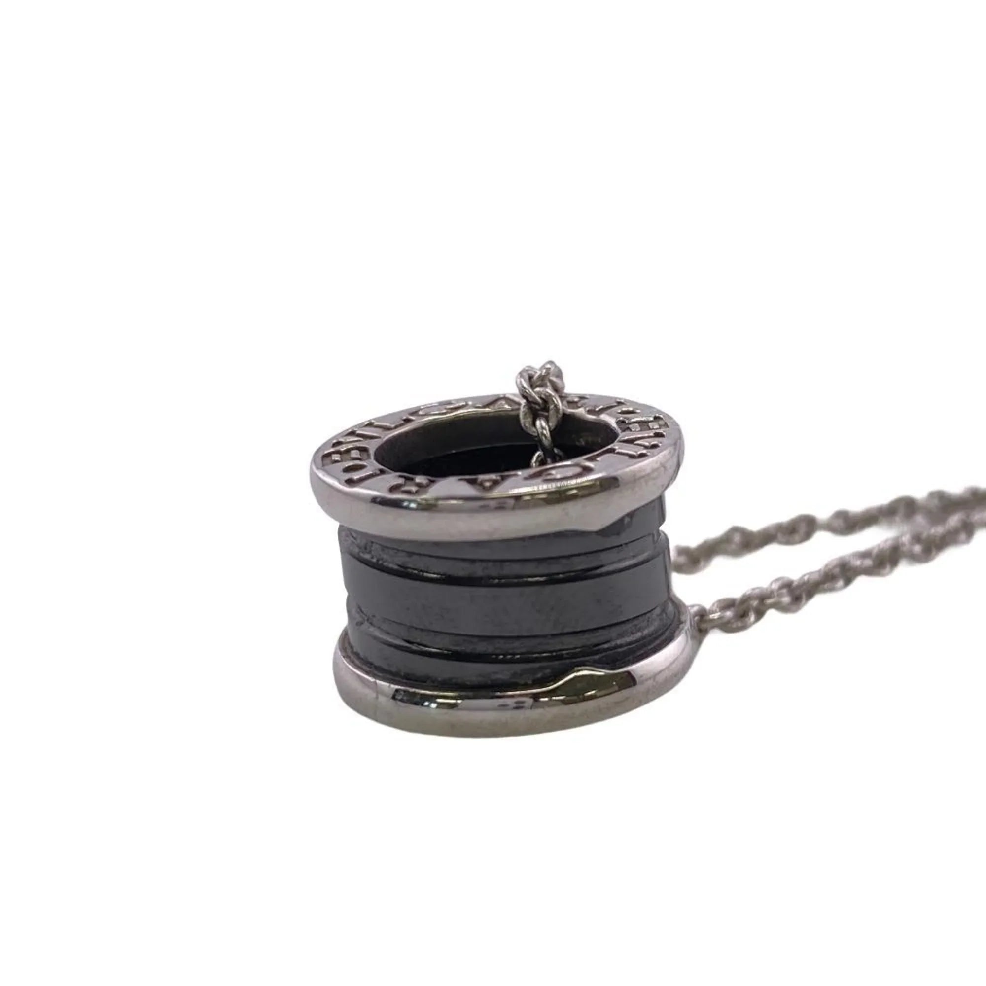 Pre-Owned BVLGARI B. Zero One 925 Save the Children Charity Necklace Black Men's Women's Z0005229 (Fair)