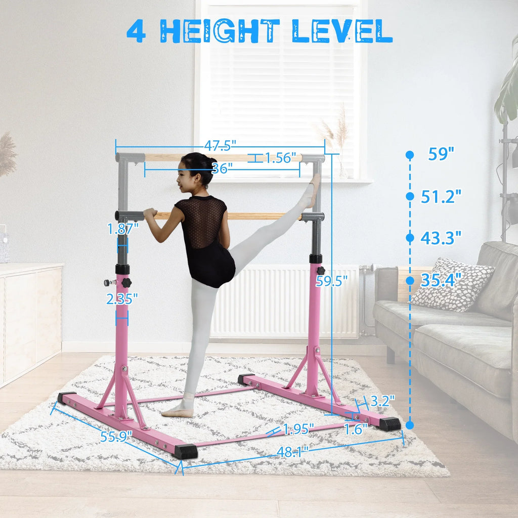 Gymnastic Bar Set Gymnastics Horizontal Bar Gymnastics Training Kip Bar for Kids Home Use, Pink
