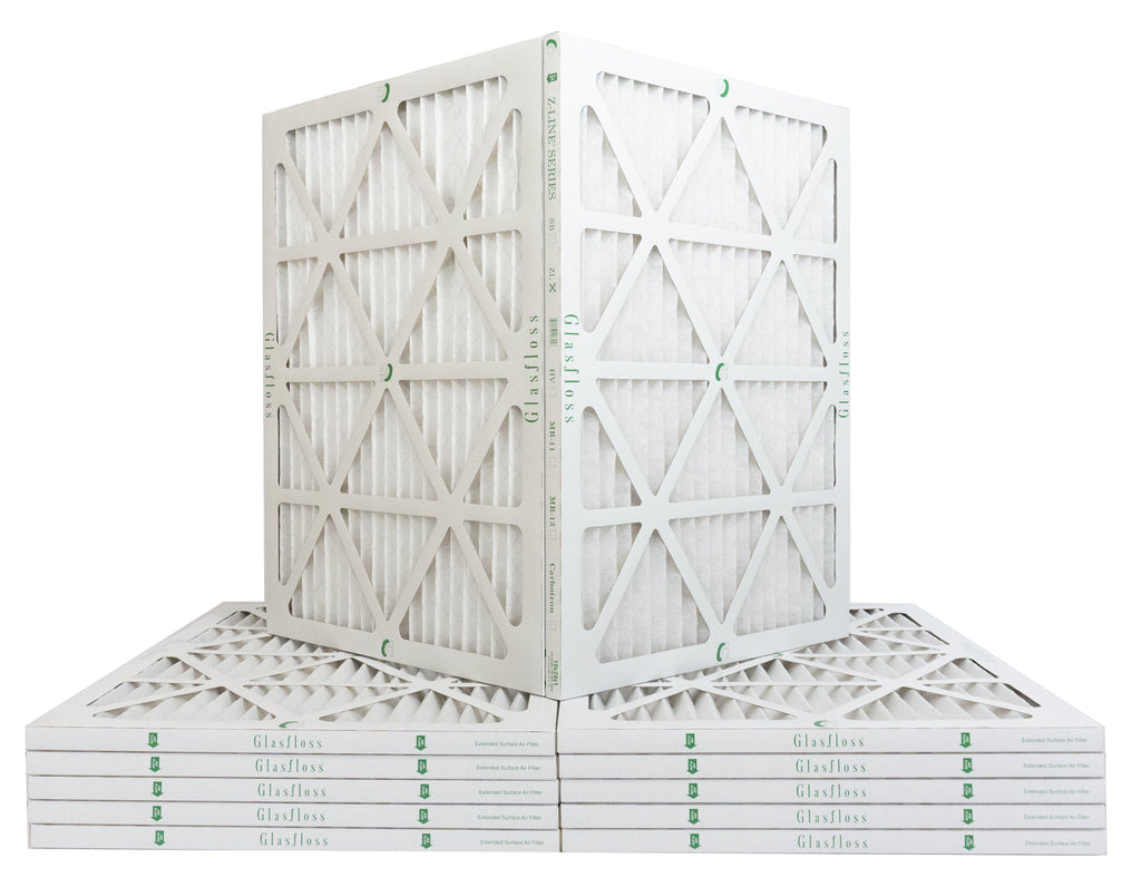 Glasfloss Air Filter 16x20x2 - 2" MERV 10 - (Pack of 12) - Pleated AC or HVAC Air Filter - Furnace Air Filter - Home or Office - Made In The USA.