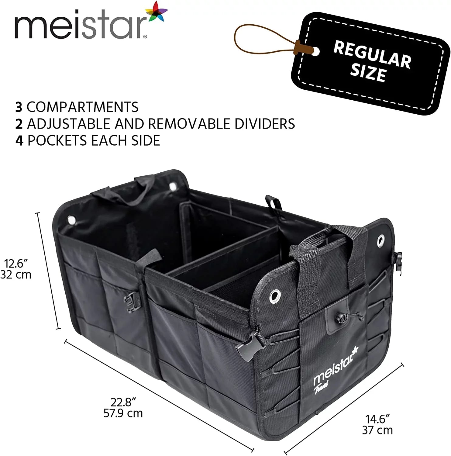meistar Multi Compartments Collapsible Portable Car Trunk Organizer and Storage for Auto