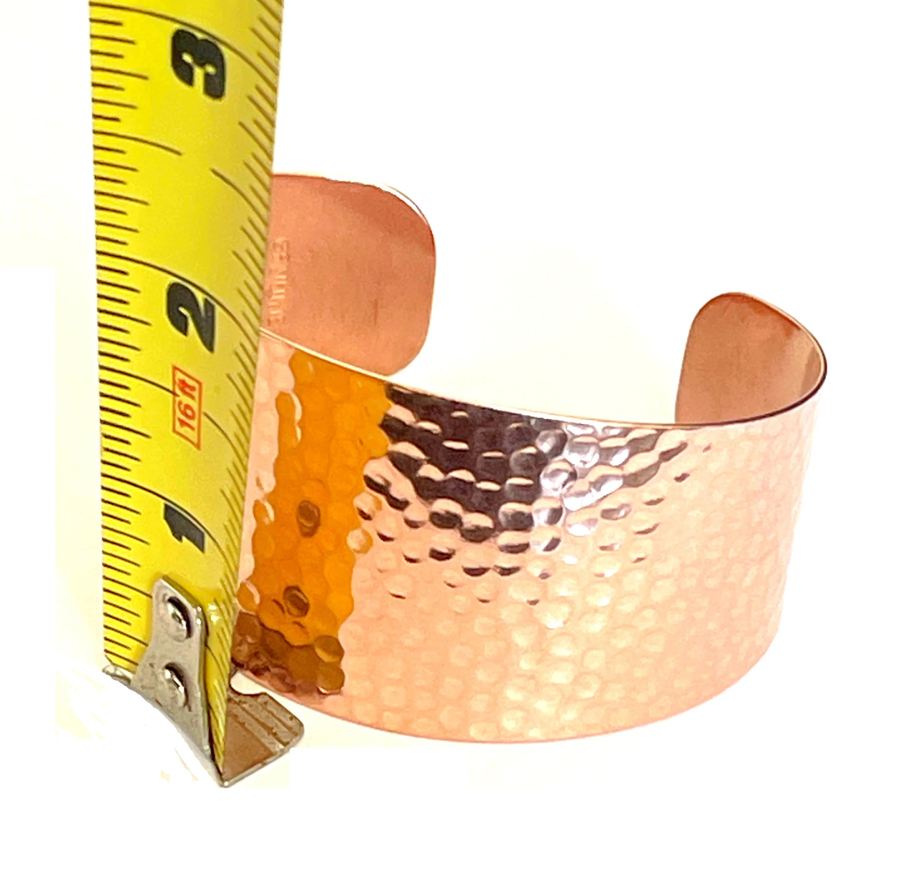 Wide About 2" Diameter Pure Solid Brass Bracelet Hammered Texture Cuff Bangle for Men or Women Made in USA