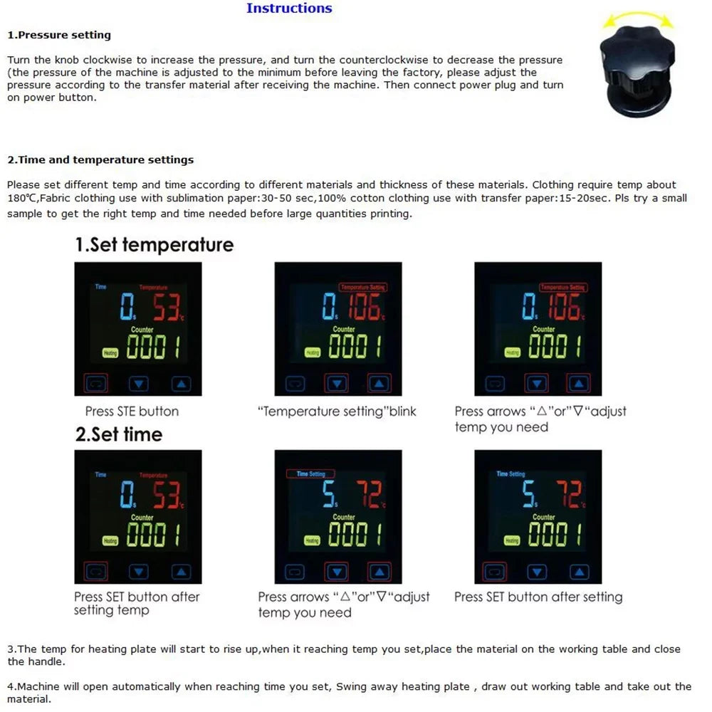 INTBUYING 16x20in Semi-Auto Heat Press Machine Magnetic Heat Sublimation Transfer T-Shirt Printing