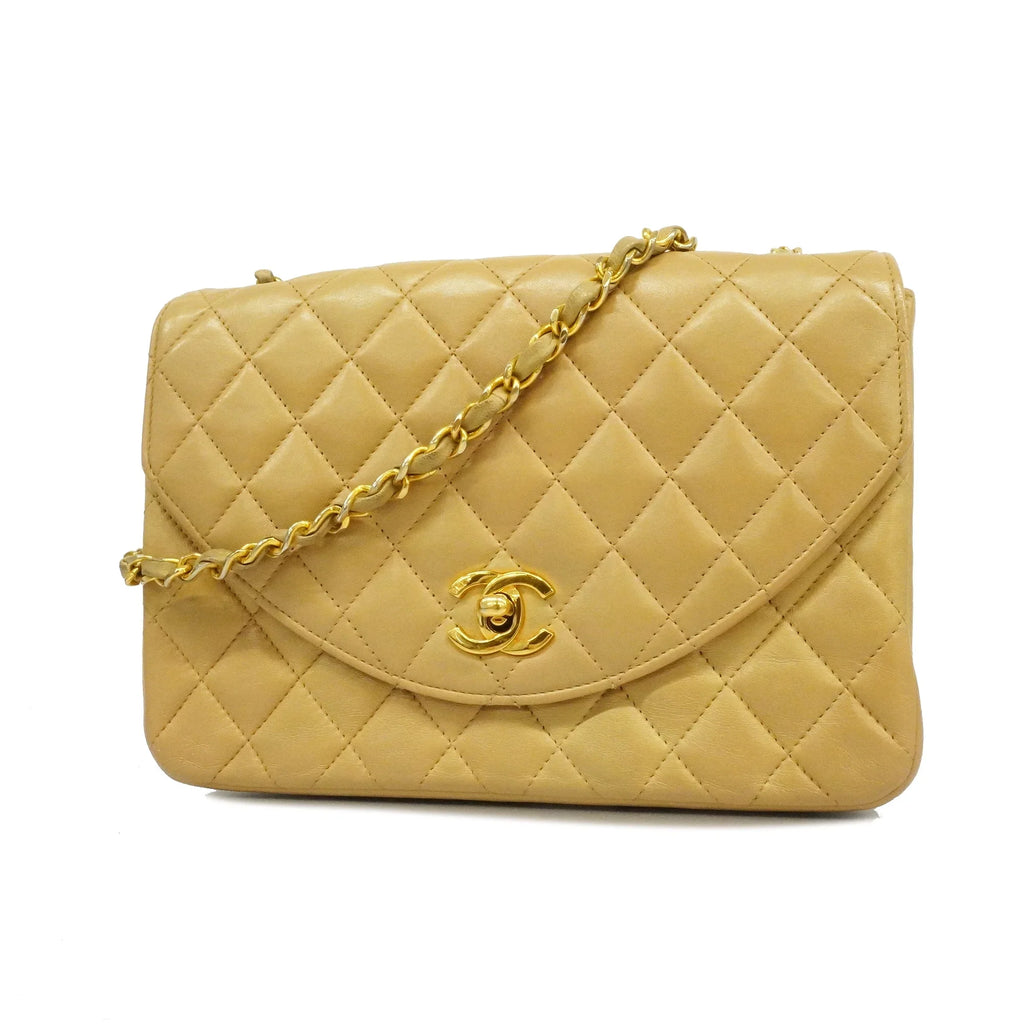 Authenticated Second-hand Auth Chanel Matelasse Single Chain Women's Leather Shoulder Bag Beige