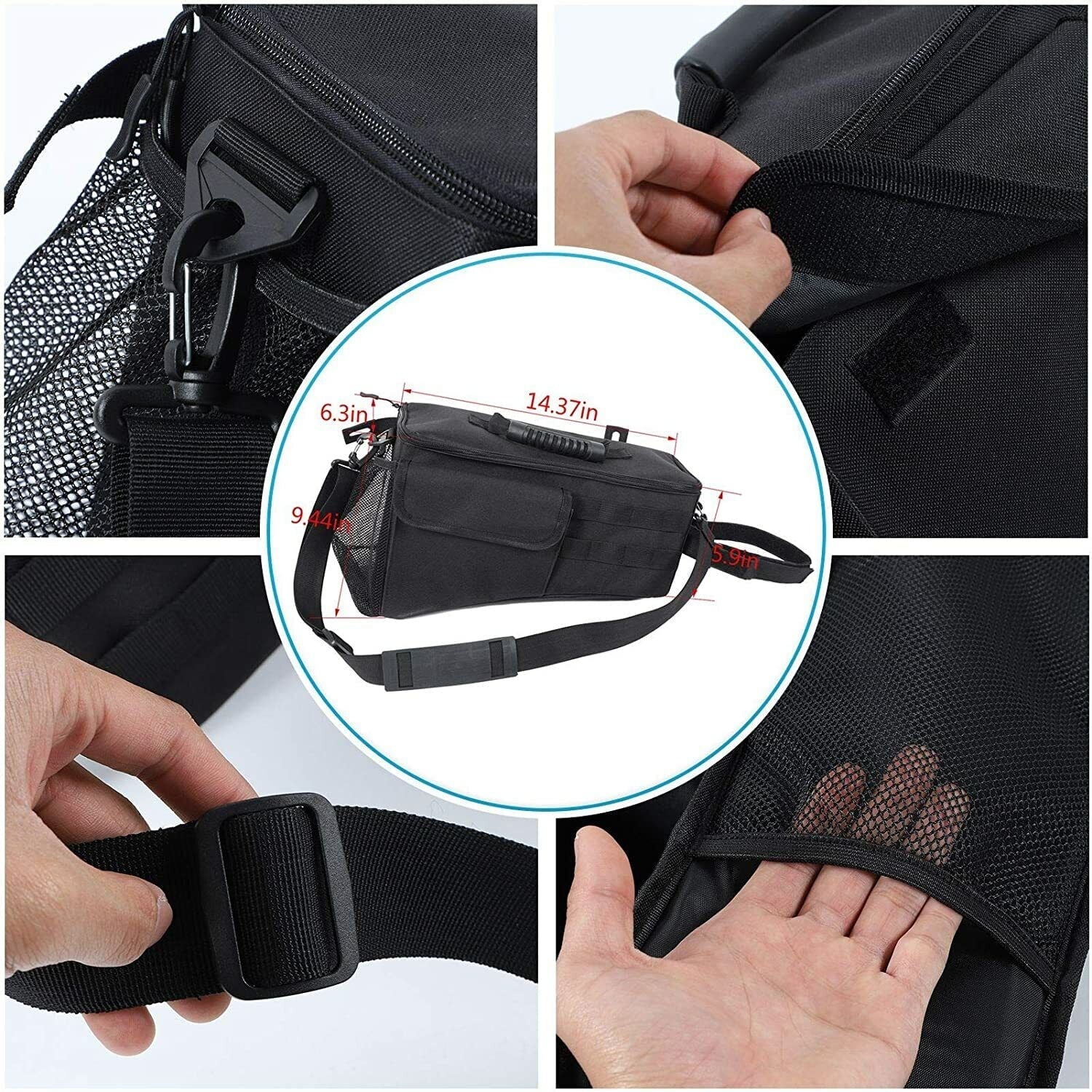 Teledu Rear Trunk Side Storage Bag Pockets Organizer Black