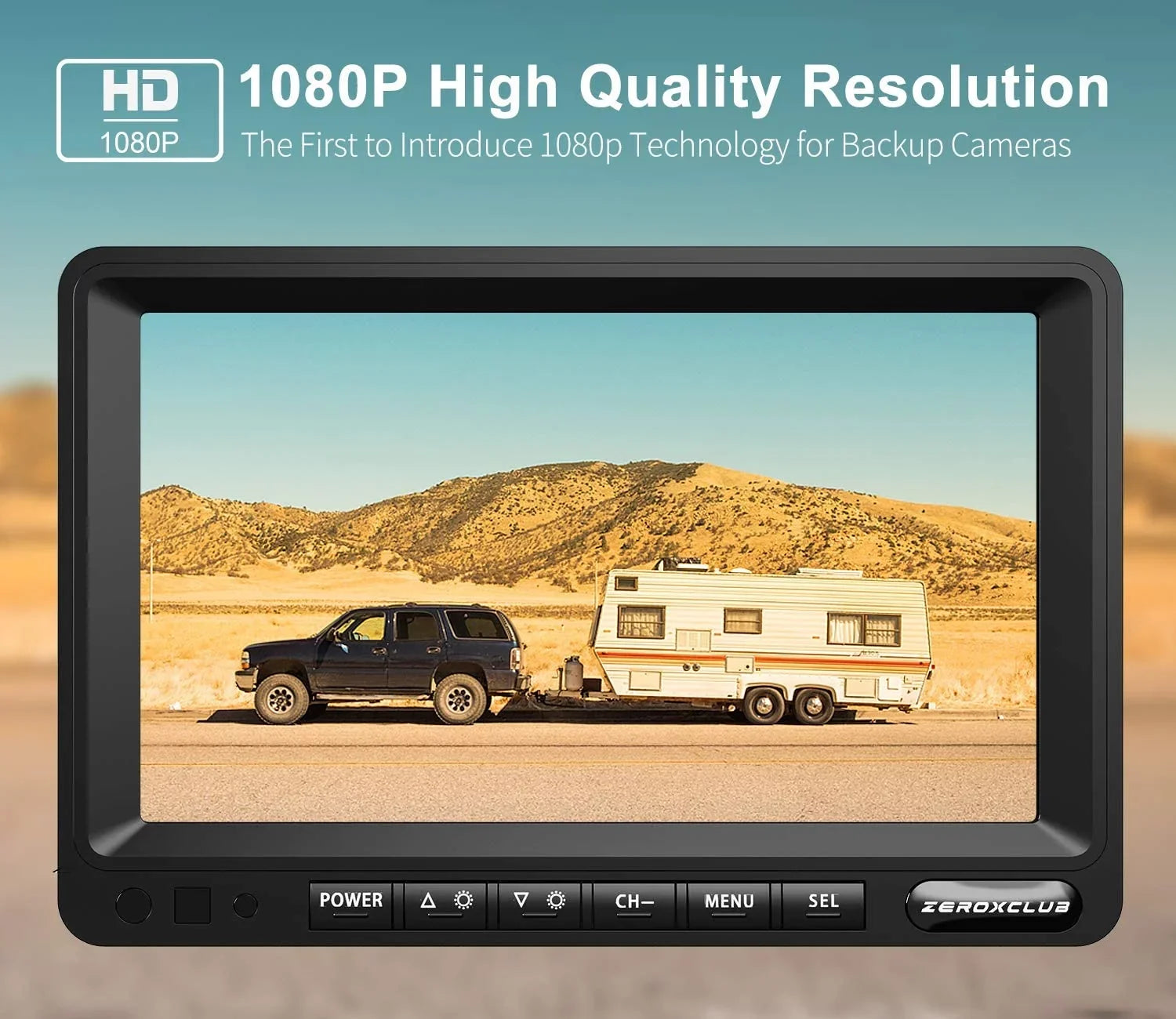 ZEROXCLUB Wireless Backup Camera 7'' 1080P HD LCD Monitor IP69 Fluid Night Vision Parking System for RV/Truck/Trailer/Van/Bus SW01