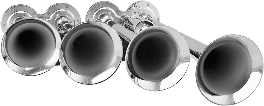 Vixen Horns Train Horn Kit for Trucks/Car/Semi. Complete Onboard System- 200psi Air Compressor, 3 Gallon Aluminum Tank, 4 Trumpets. Super Loud dB. Fits Vehicles like Pickup/Jeep/SUV VXO8330APRO/4124XC