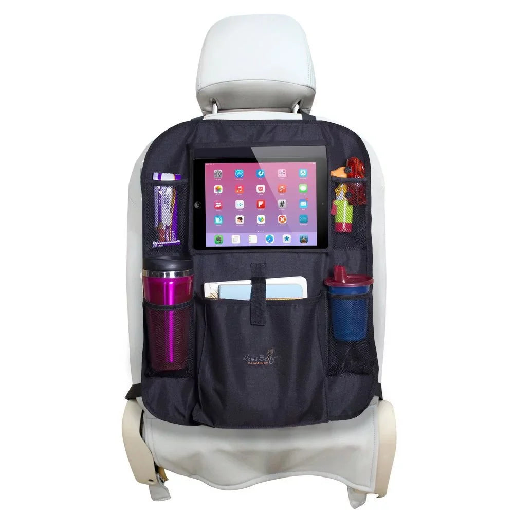 Mom's Besty Car Back Seat Organizer for Kids and Toddlers - Touch Display Tablet Holder for Android & iOS Tablets - Multipurpose Use as Auto Seat Back Protector, Kick Mat, Car Organizer