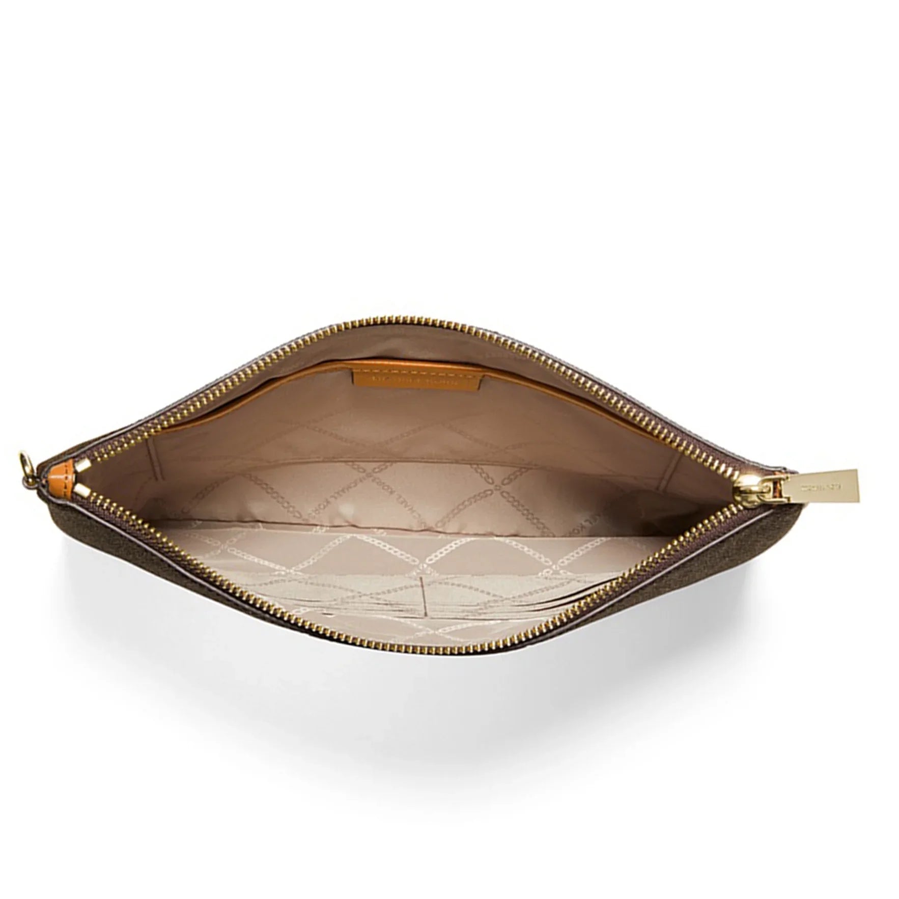 Michael Kors Women's Jet Set Large Logo Print Canvas Zip Pouch Wristlet (Brown / Olive)
