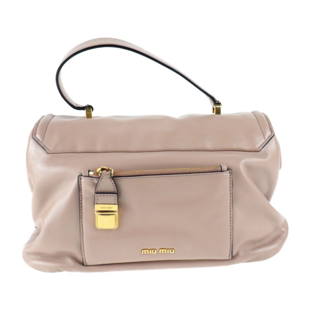Pre-Owned Miu Miu MIUMIU handbag RN1079 leather CAMMEO pink beige 2WAY (Good)