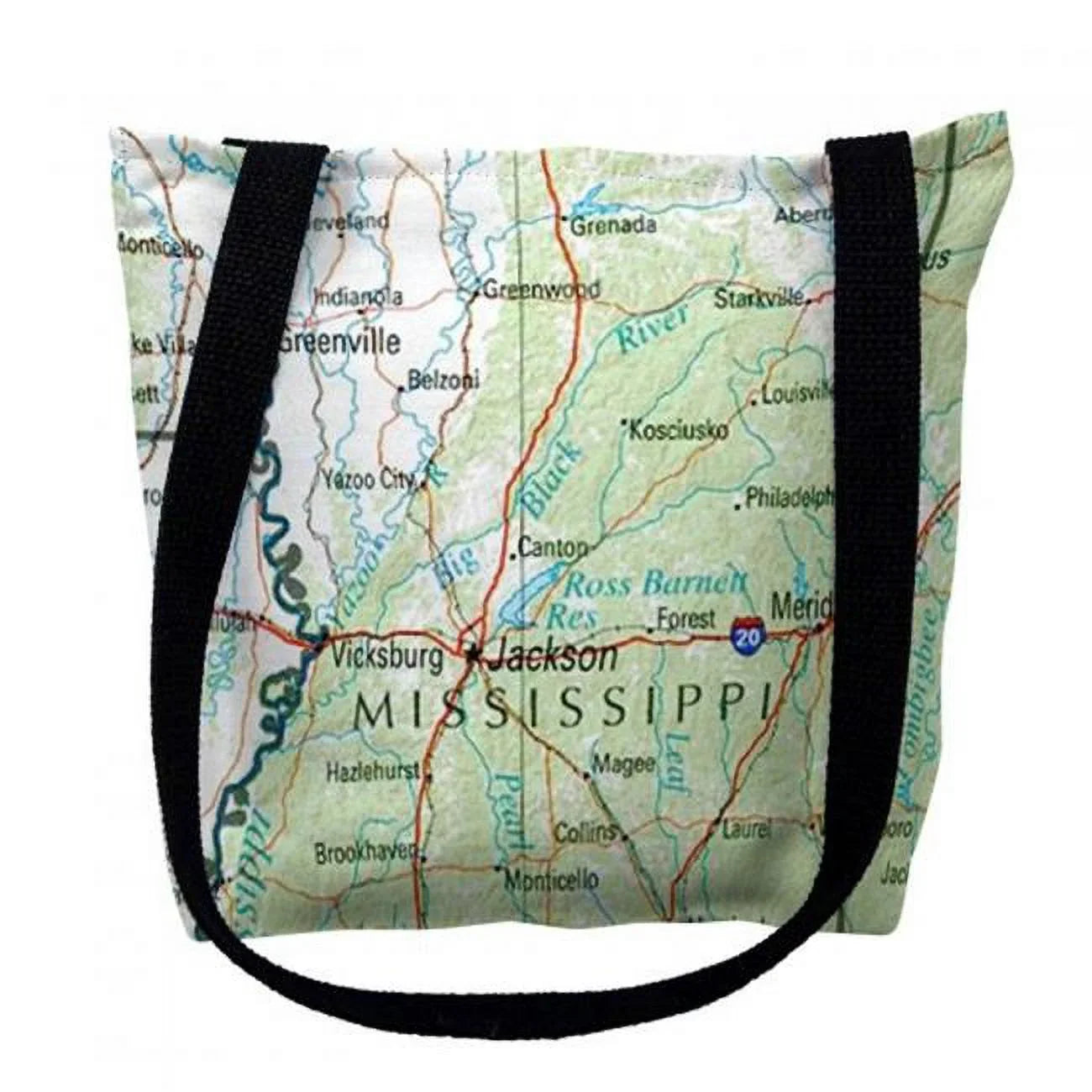 Betsy Drake TY321M 16 x 16 in. Mississippi Madison Nautical Map Tote Bag - Medium