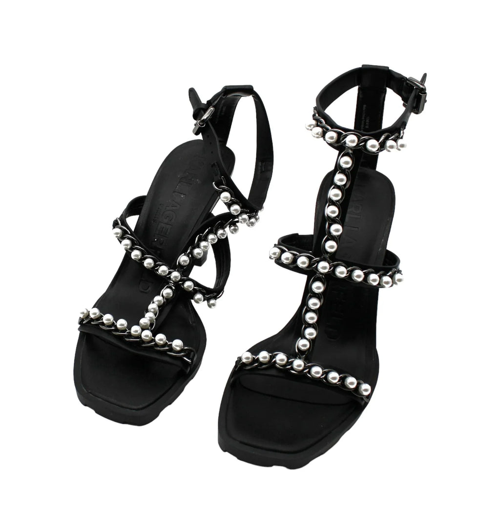 Karl Lagerfeld Paris Women's Midge T-Strap Embellished Dress Sandals (Size 10 US )
