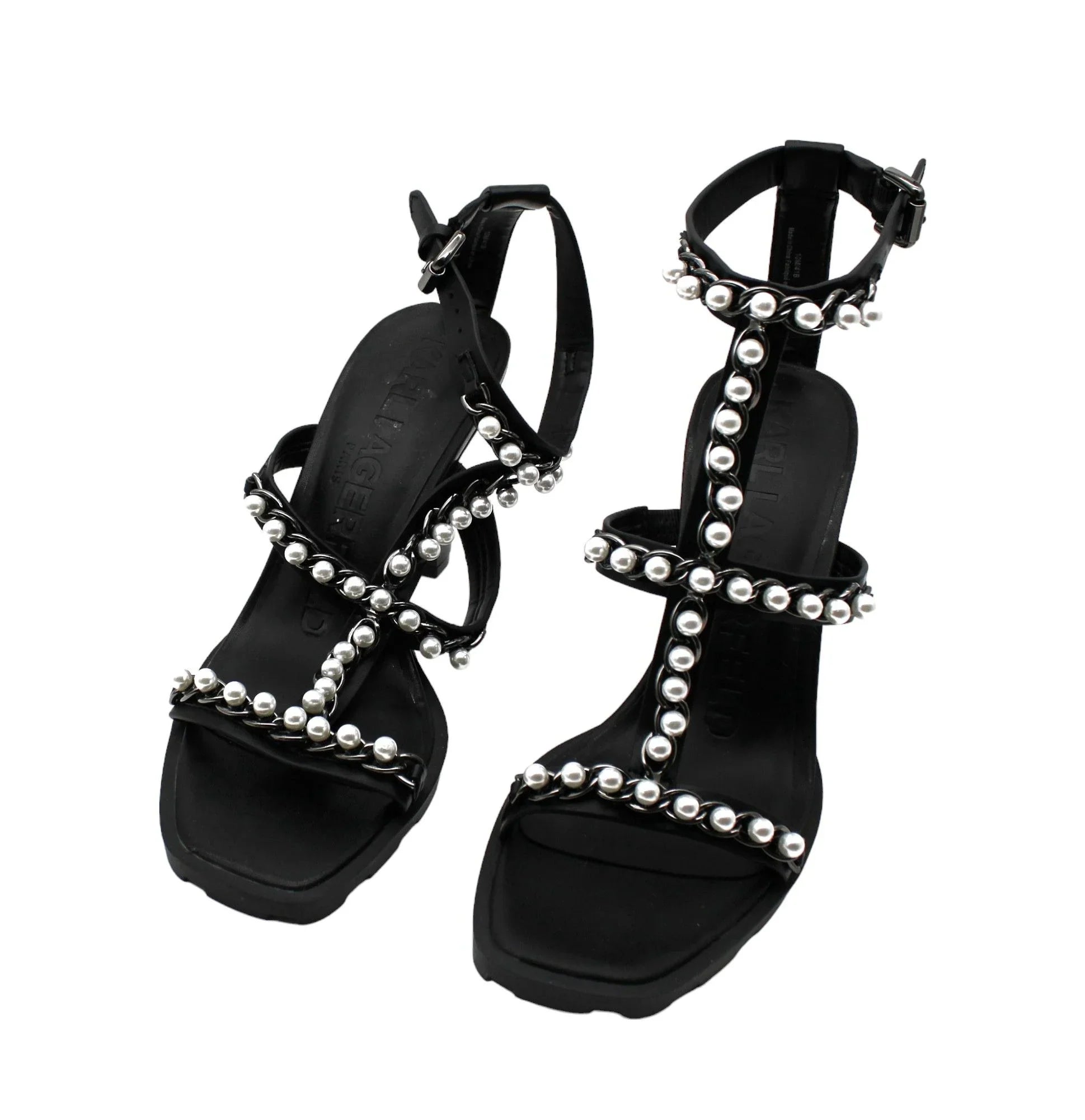 Karl Lagerfeld Paris Women's Midge T-Strap Embellished Dress Sandals (Size 10 US )