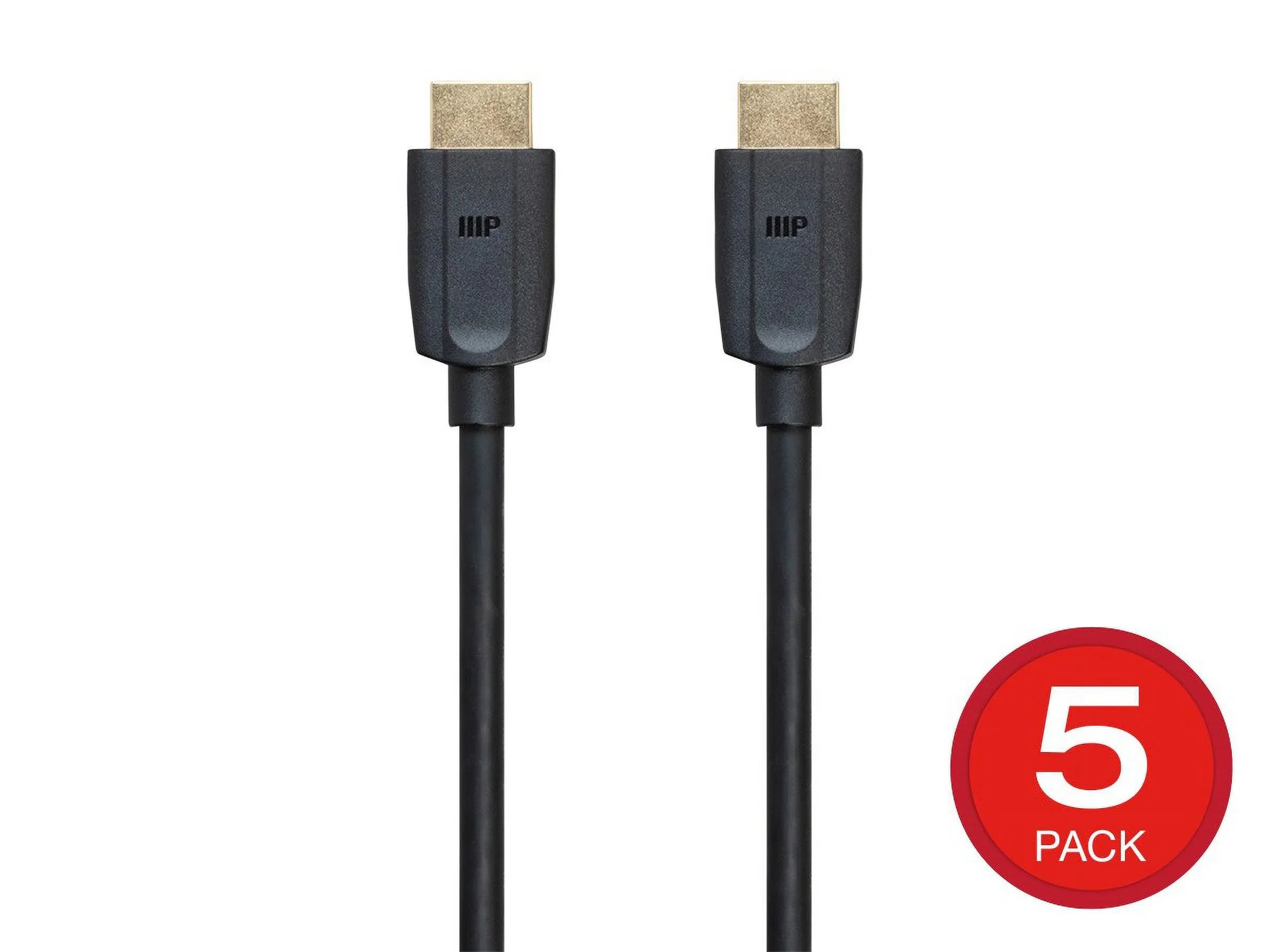 Monoprice 8K HDMI Cable - 6 Feet - Black (5 Pack) Ultra High Speed, 8K@60Hz, Dynamic HDR, 48Gbps, eARC, UHDTV, FreeSync, Compatible with PS 5 / PS 5 Digital Edition / Xbox Series X & S and More -