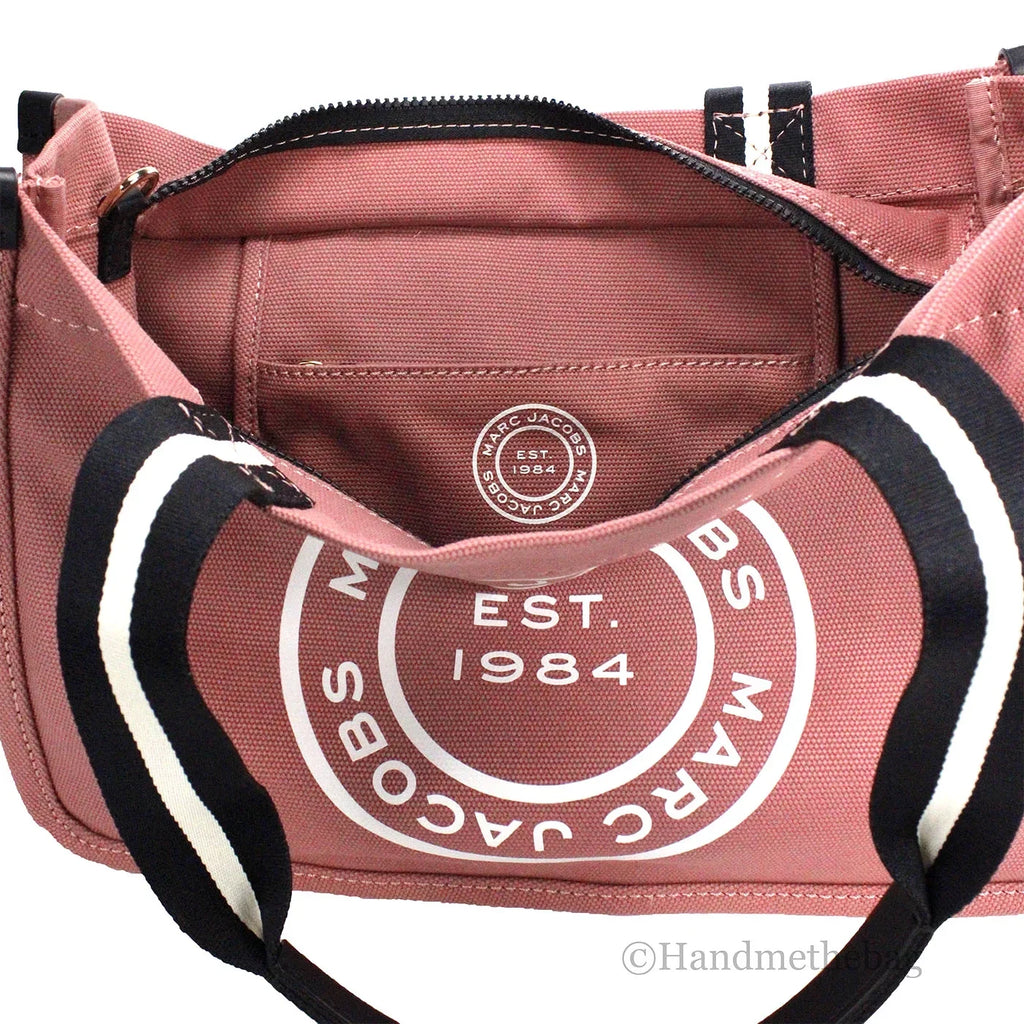 Marc Jacobs Medium Dusty Rose Canvas Fabric Shoulder Convertible Tote Purse Bag