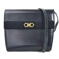 Pre-Owned Salvatore Ferragamo Shoulder Bag Gancini Leather Navy Gold Ladies (Good)
