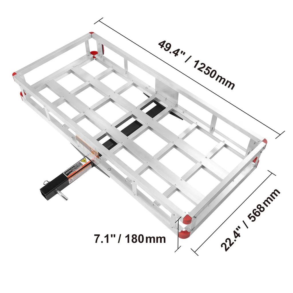 BENTISM Hitch Mount Cargo Carrier 47 x 20 x 6 in 500lb Aluminum Corrosion-Resistant Fits 2" Receiver Cargo Basket for SUVs Sedans Vehicles