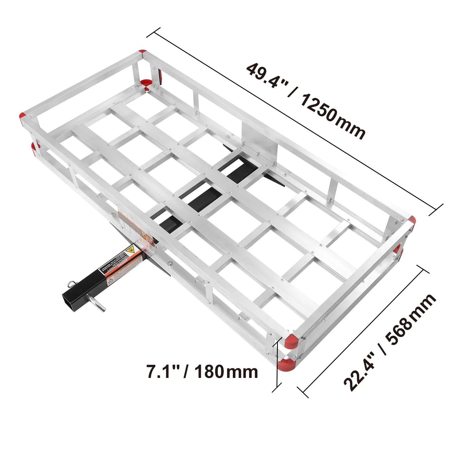 BENTISM Hitch Mount Cargo Carrier 47 x 20 x 6 in 500lb Aluminum Corrosion-Resistant Fits 2" Receiver Cargo Basket for SUVs Sedans Vehicles