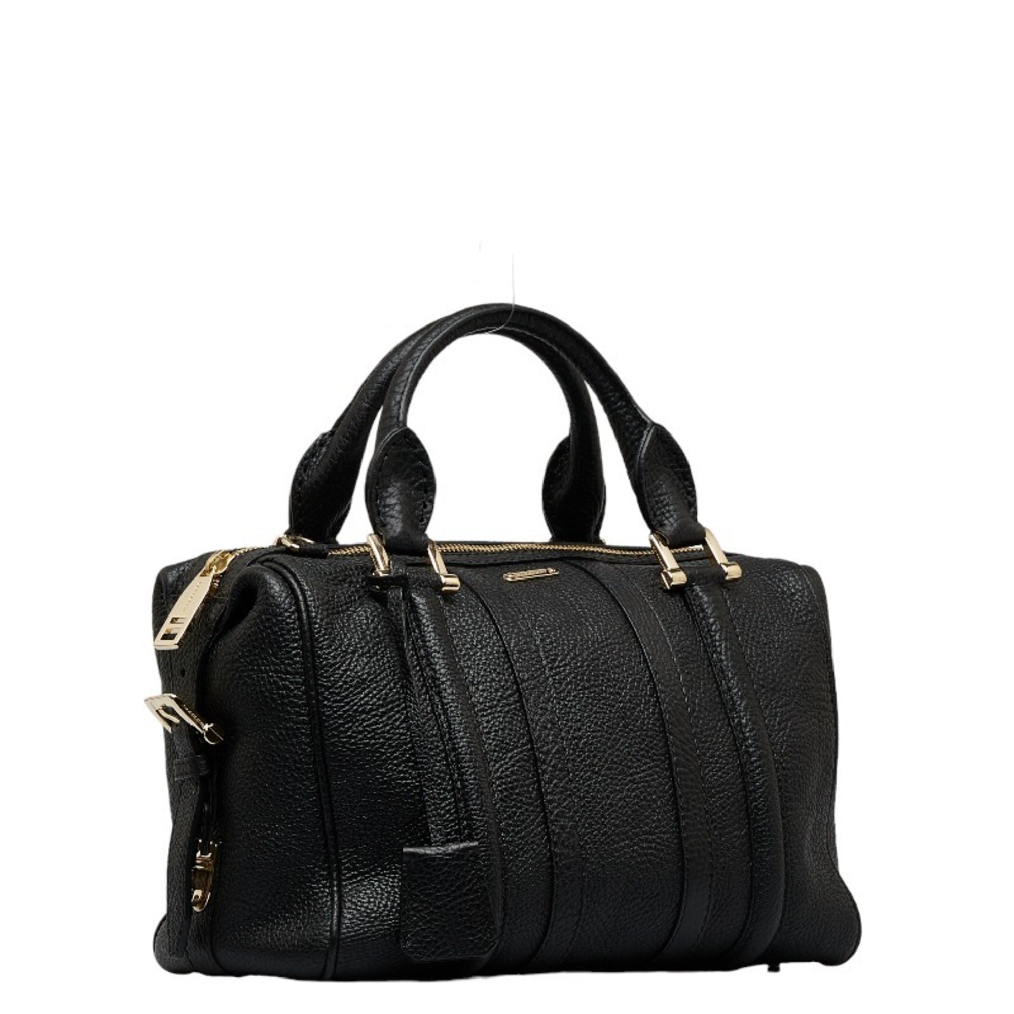 Pre-Owned Burberry Side Belt Metal Handbag Shoulder Bag Black Grain Calf Leather Women's BURBERRY (Good)