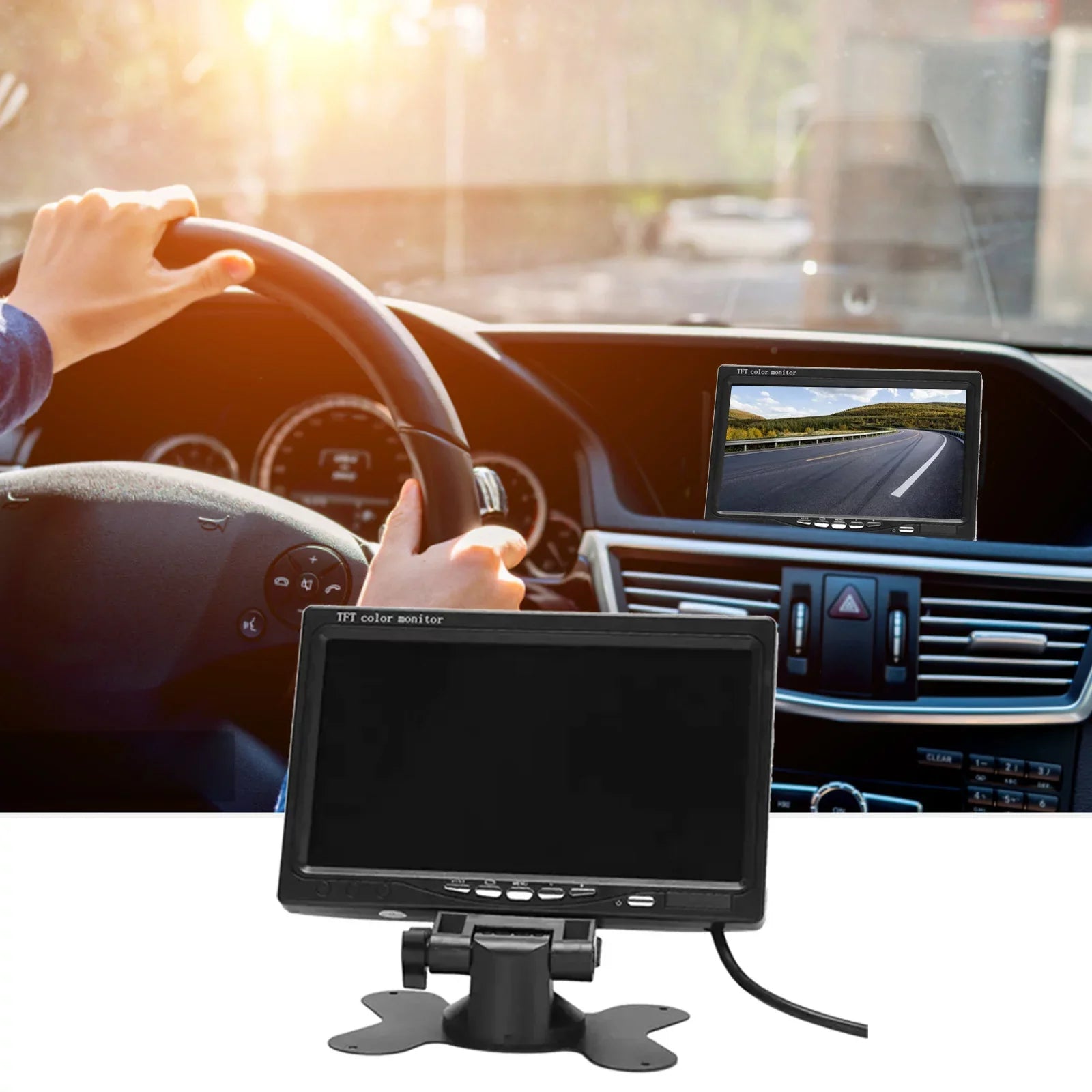 Aibecy 7 Inch HD Monitor Display Display TFT Car Monitor Monitor HD 1024x600 Display AV Input Built-in Speaker For Trucks Bus RV Trailer Reverse Rear View Backup Camera