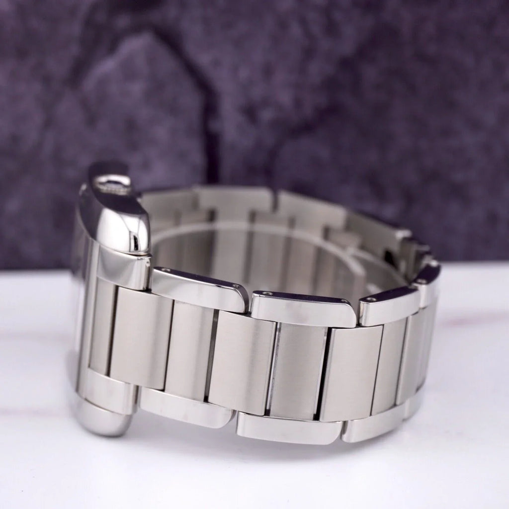 Cartier Tank Anglaise 37mm by 49mm Stainless Steel Mens Watch Silver Dial 3507