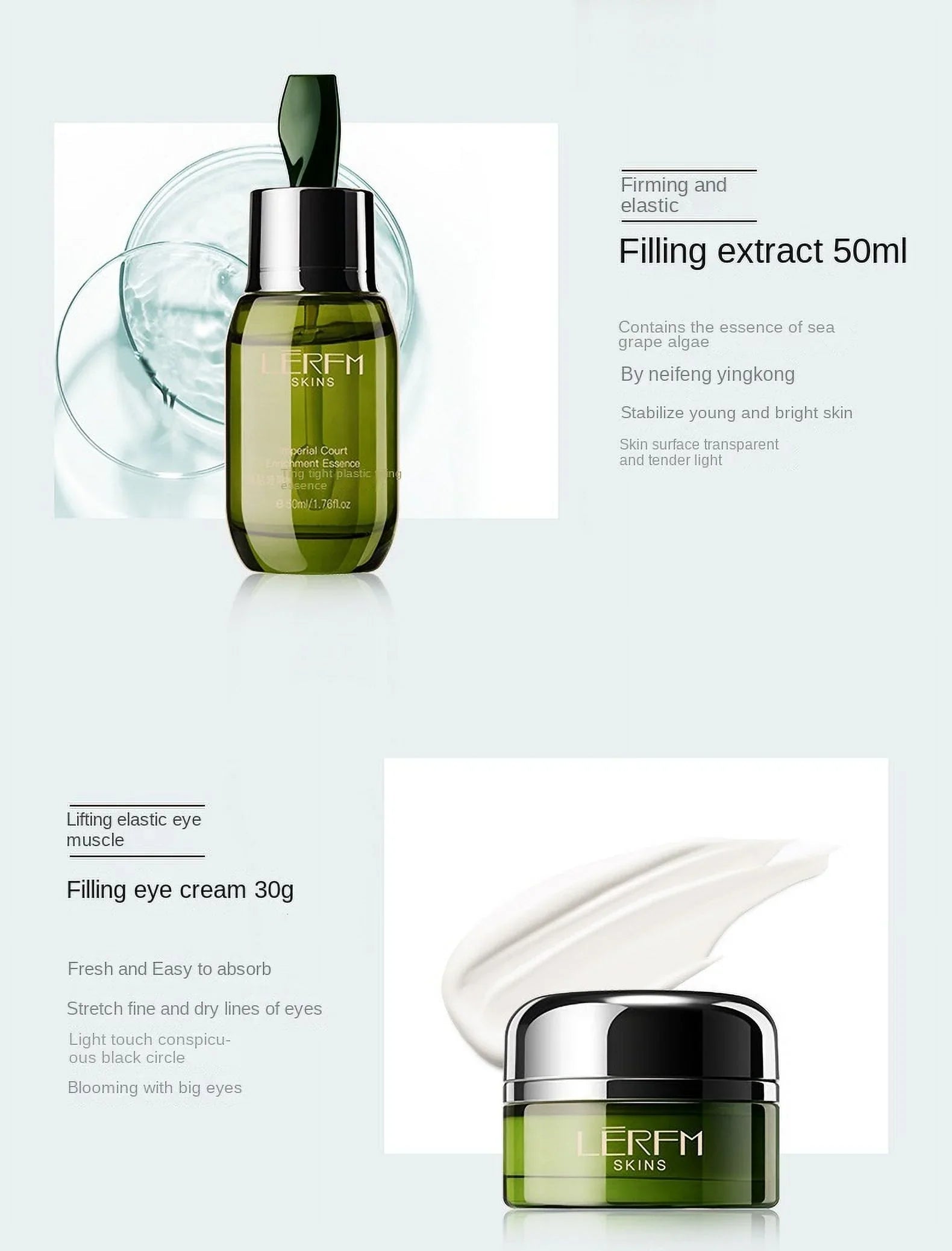 LERFM Face Skincare Set 6Pcs Deep Cleaning Pores Oil Control Toner Firming Face Serum Whitening Day Night Cream Beauty Products