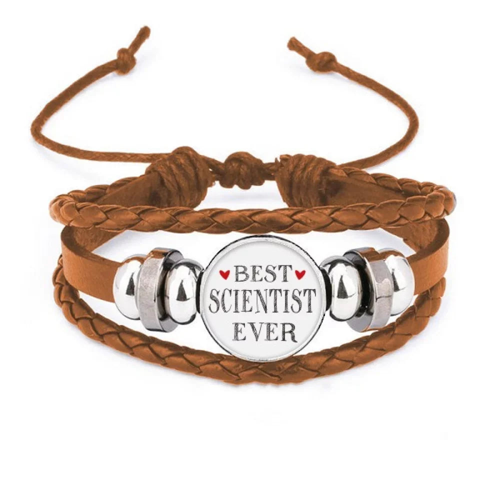 Best scientist ever Quote Profession Bracelet Wristband Leather Jewelry Ornament
