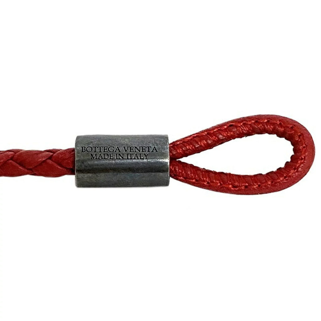 Pre-Owned Bottega Veneta Ec-14210 Leather,Silver 925 Charm Bracelet Red Color (Like New)