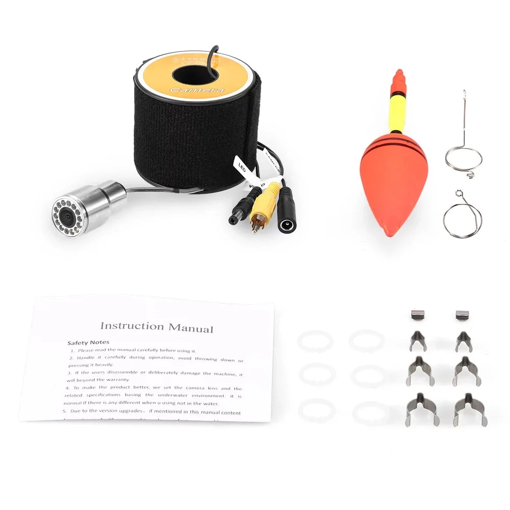 Tomshoo 1200TVL Fluid Fishing 12 LEDs Night Vision Liquid Fish Shape Boat Ice Fishing Accessories with 15m30m50m Cable