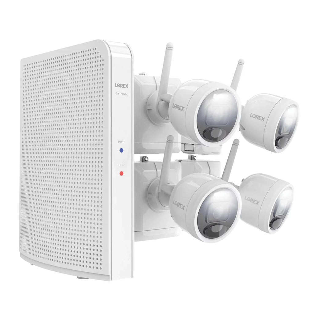 Lorex 2K 4.0-MP 8-Camera-Capable 32-GB NVR System with 4 Outdoor Wi-Fi Battery Security Cameras, White, L4248D-4AA4-E, L4248D-4AA4-E