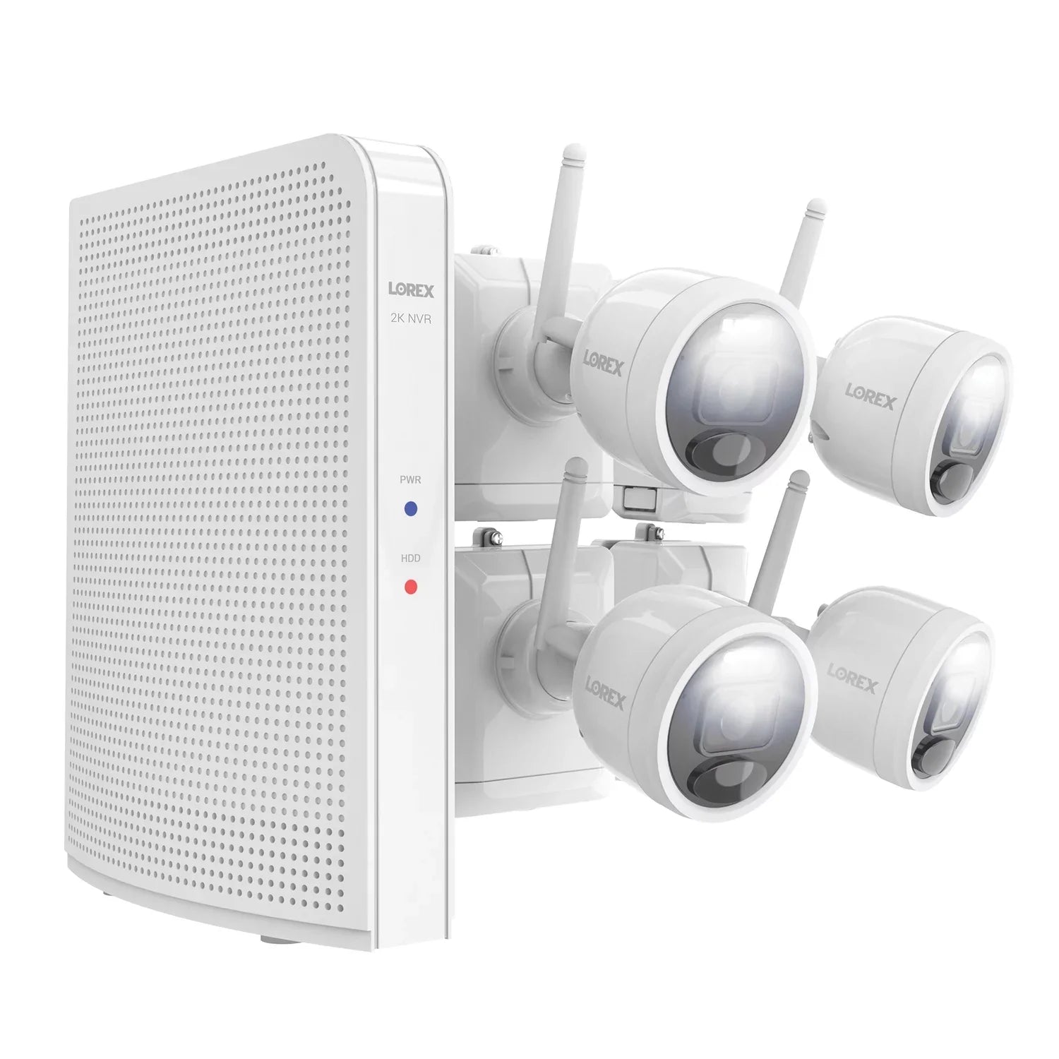 Lorex 2K 4.0-MP 8-Camera-Capable 32-GB NVR System with 4 Outdoor Wi-Fi Battery Security Cameras, White, L4248D-4AA4-E, L4248D-4AA4-E