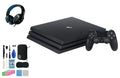 PlayStation 4 Pro 1TB Gaming Console Black Headset With BOLT AXTION Cleaning Kit Bundle Like New
